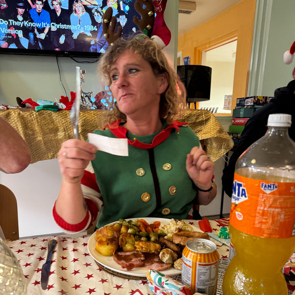 Volunteer preparing food